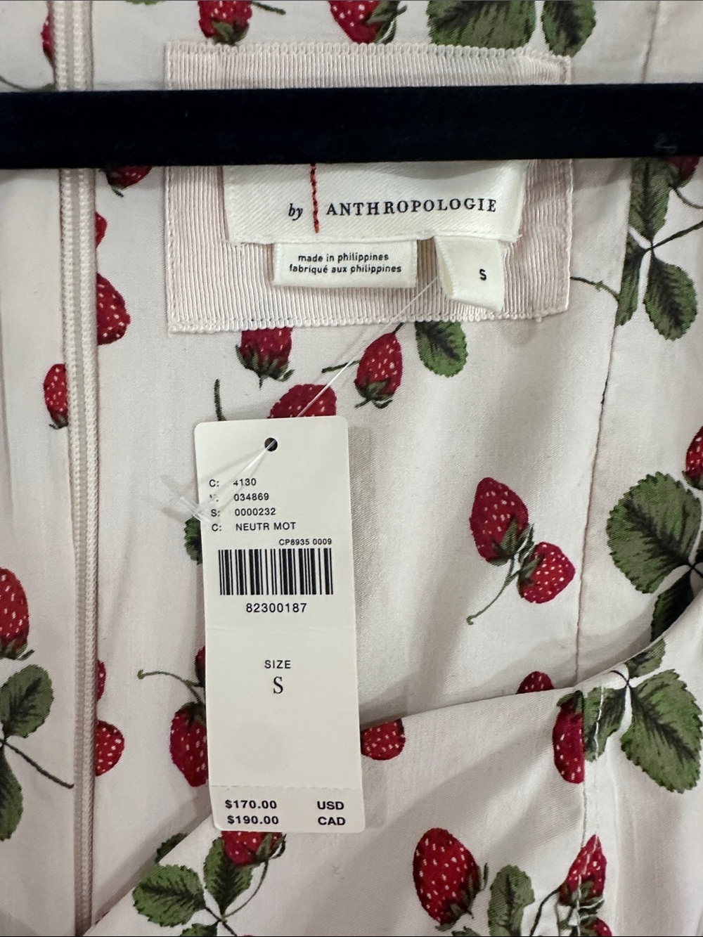 Anthropologie Cream Midi Dress with Red Cherry Print - Picture 3 of 5